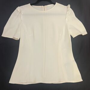 Dolce & Gabbana Short Sleeve Peplum Top Ivory Draped Sleeve Blouse